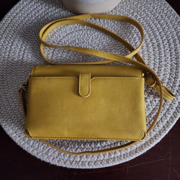 NEW ~ Nuoku Leather Cellphone/Wallet Yellow Crossbody Bag - Picture 10 of 14